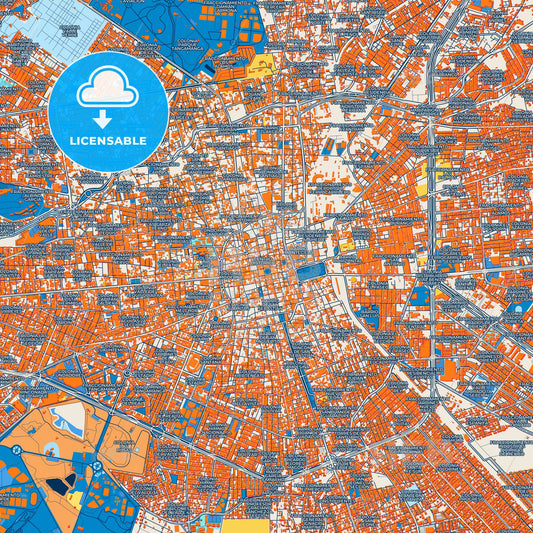 Colorful San Luis Potosí Street Map with Labels and Buildings