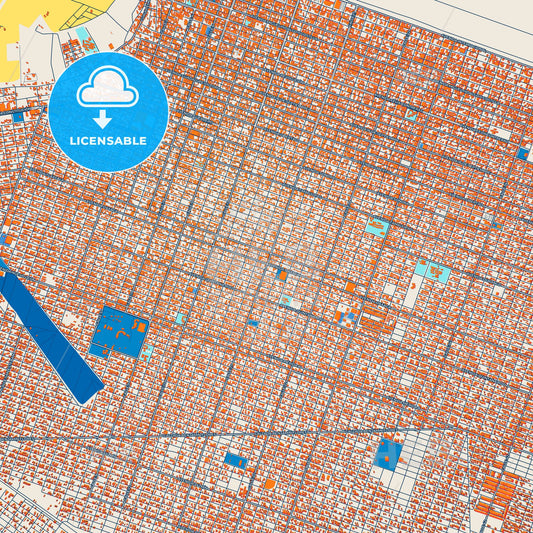 Colorful San Luis Río Colorado Street Map with Labels and Buildings