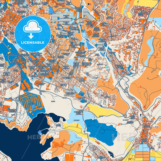 Colorful San Miguel Petapa Street Map with Labels and Buildings