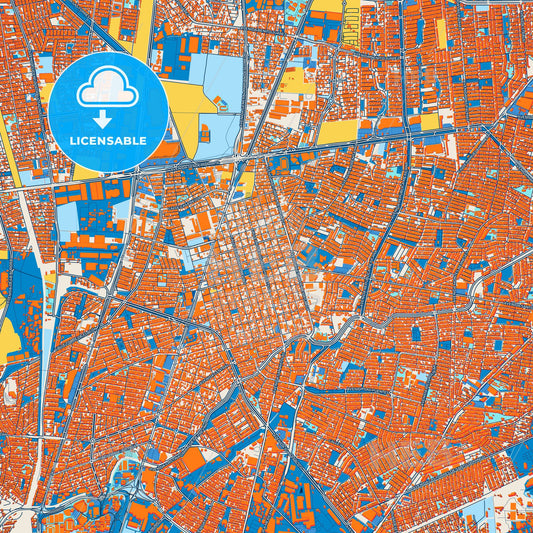 Colorful San Nicolás de los Garza Street Map with Labels and Buildings