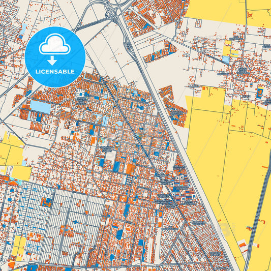 Colorful San Pablo de las Salinas Street Map with Labels and Buildings