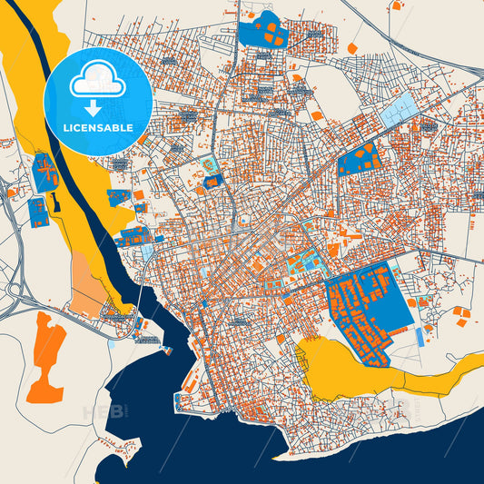 Colorful San Pedro de Macorís Street Map with Labels and Buildings