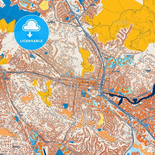 Colorful San Rafael Street Map with Labels and Buildings