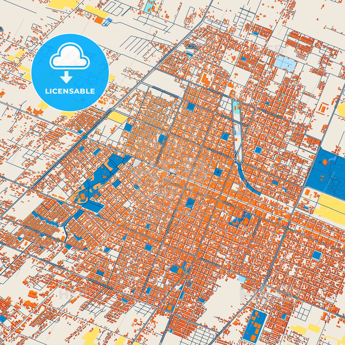 Colorful San Rafael Street Map with Labels and Buildings