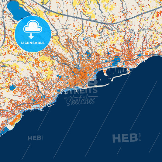 Colorful Sanremo Street Map with Labels and Buildings