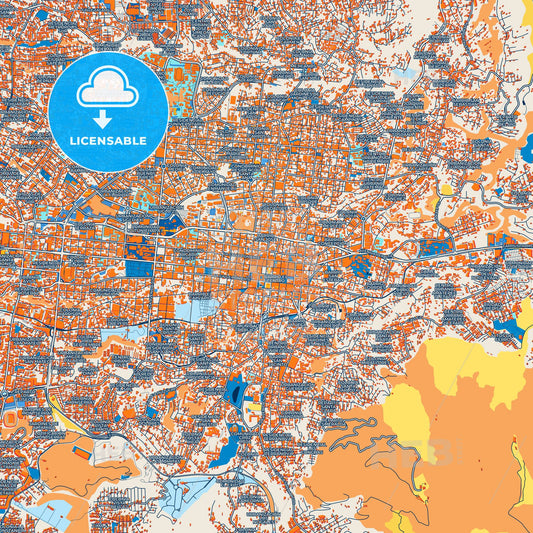 Colorful San Salvador Street Map with Labels and Buildings