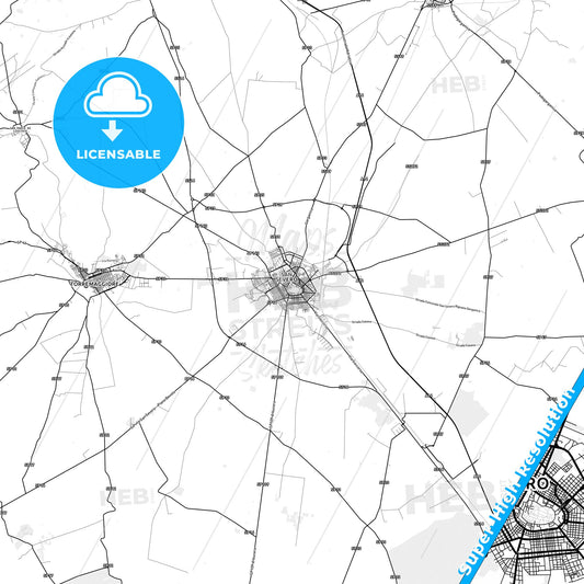 San Severo, Italy light map with streetnames, citynames and districts