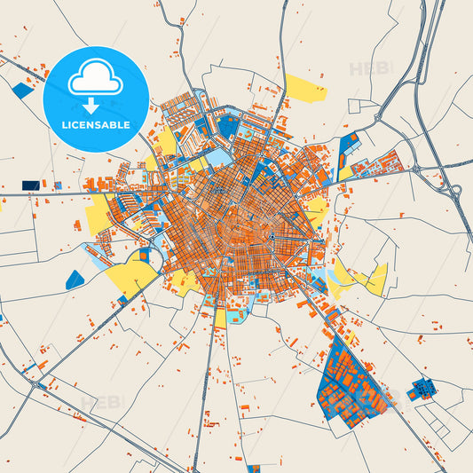 Colorful San Severo Street Map with Labels and Buildings