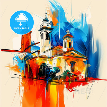 Vibrant Santa Ana, California - A Painting Of A Building