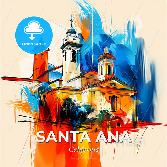 Vibrant Santa Ana, California - A Painting Of A Building - Square format print template
