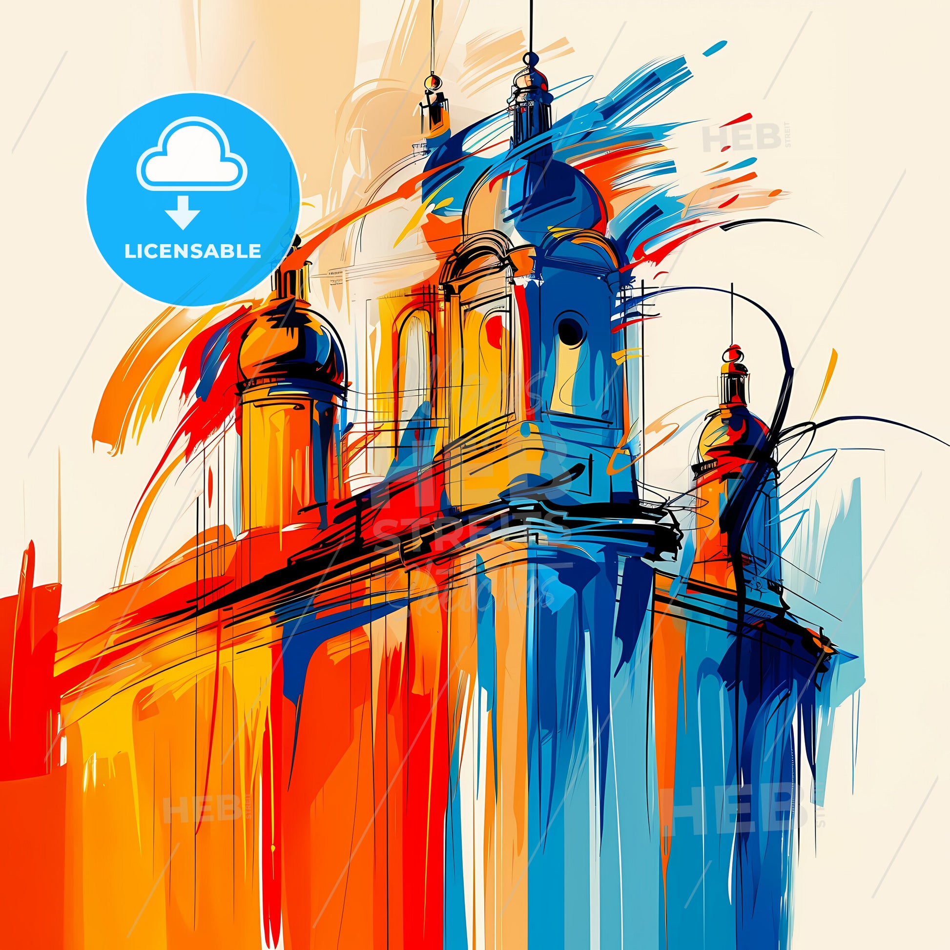 Vibrant Santa Clara, California - A Colorful Painting Of A Building