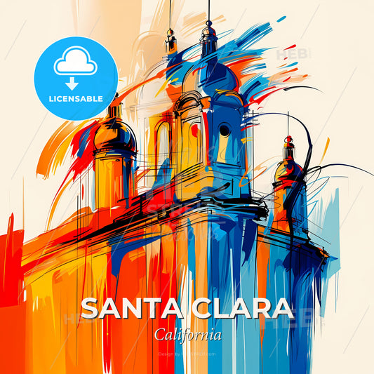 Vibrant Santa Clara, California - A Colorful Painting Of A Building - Square format print template