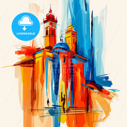 Vibrant Santa Cruz De La Sierra, Bolivia - A Painting Of A Building