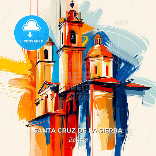 Vibrant Santa Cruz De La Sierra, Bolivia - A Painting Of A Building - Square format print template