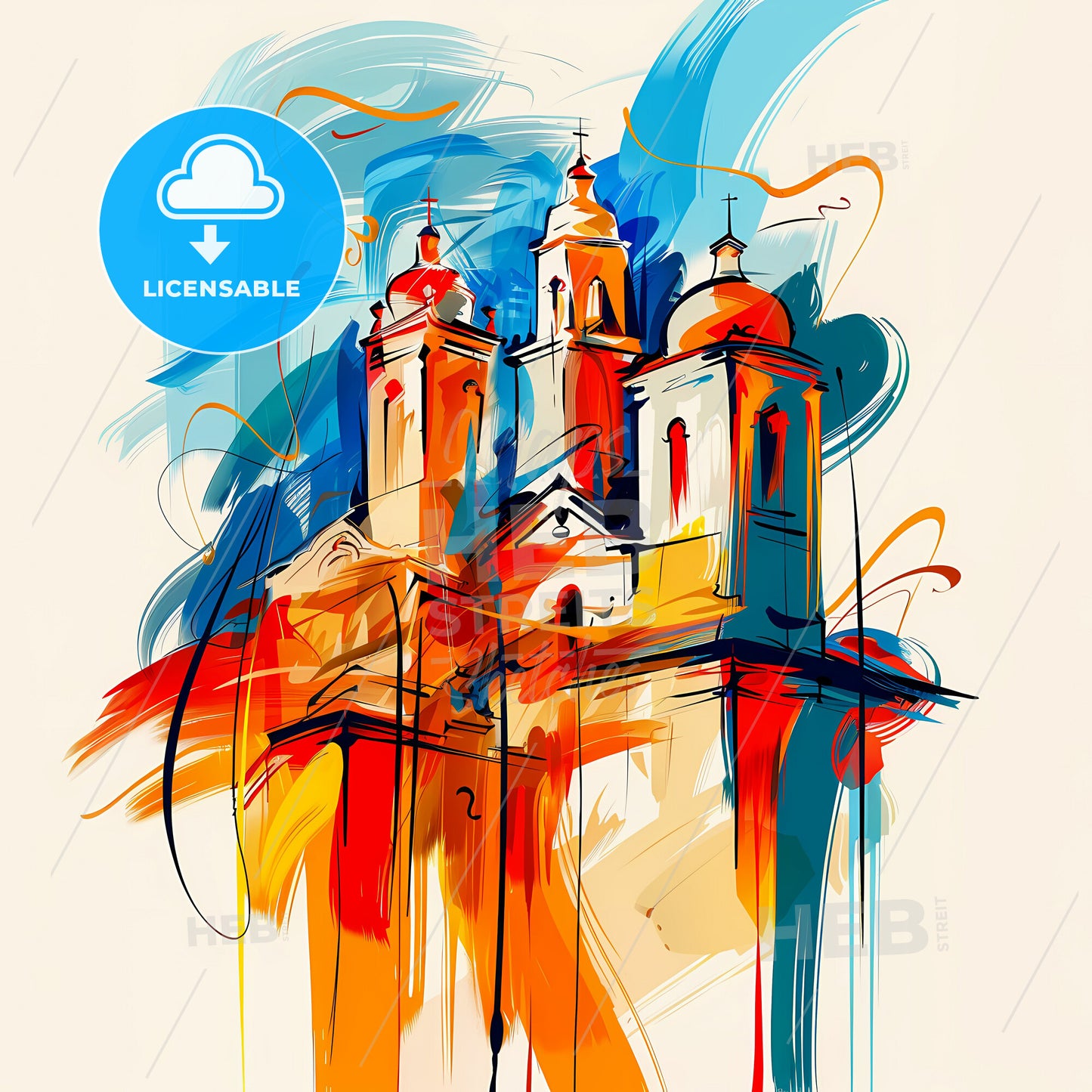 Vibrant Santa Cruz De La Sierra, Bolivia - A Painting Of A Building