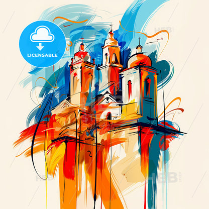 Vibrant Santa Cruz De La Sierra, Bolivia - A Painting Of A Building