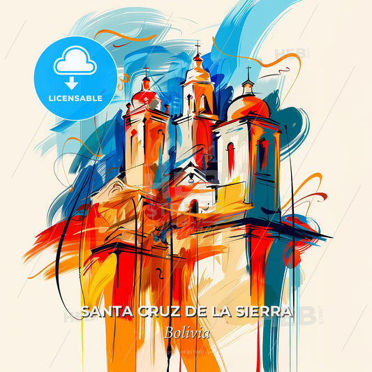 Vibrant Santa Cruz De La Sierra, Bolivia - A Painting Of A Building - Square format print template