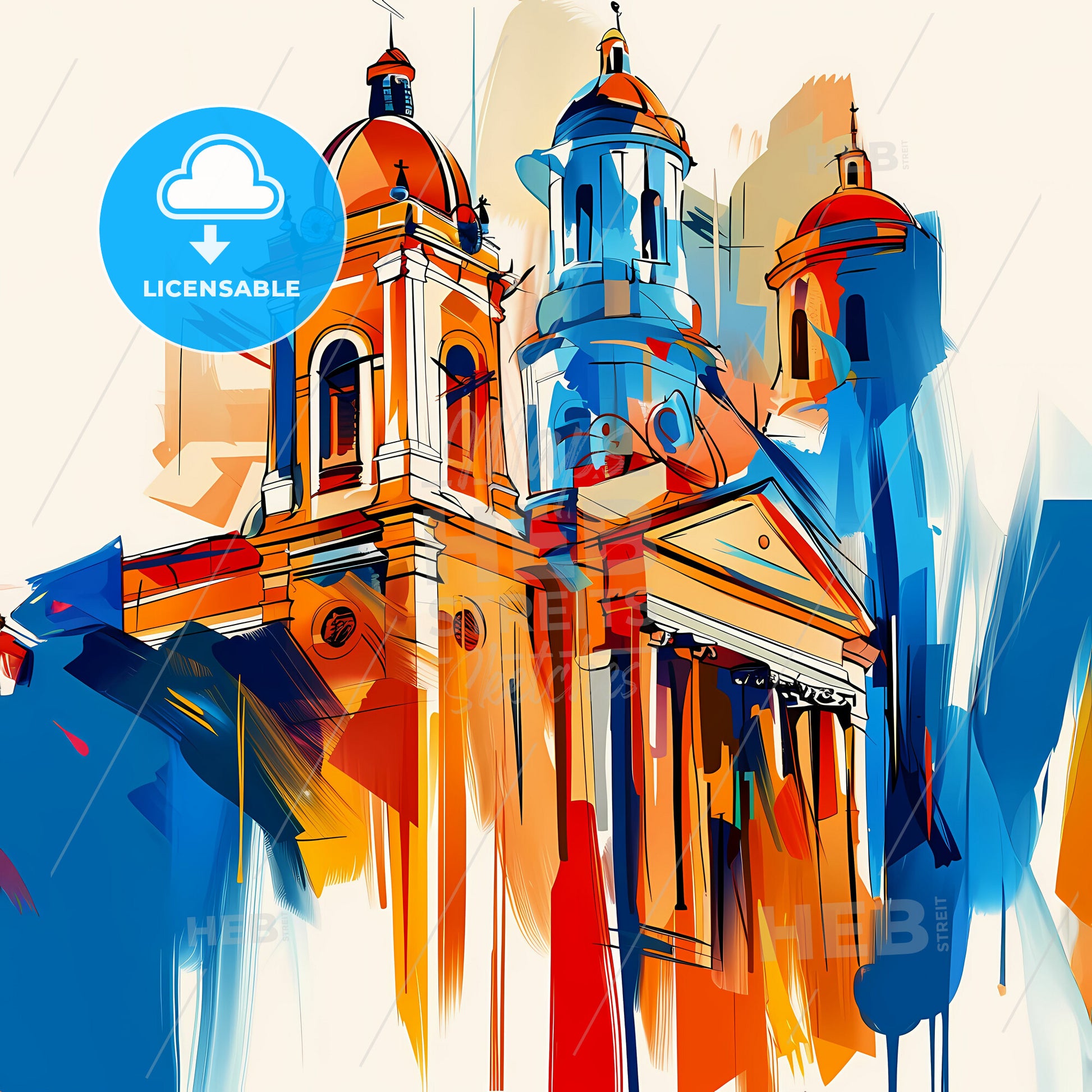 Vibrant Santa Marta, Colombia - A Painting Of A Building With Towers