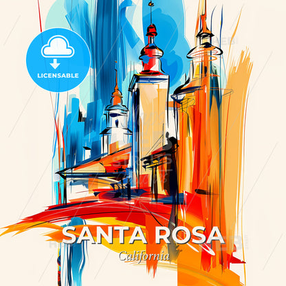 Vibrant Santa Rosa, California - A Painting Of A Building - Square format print template