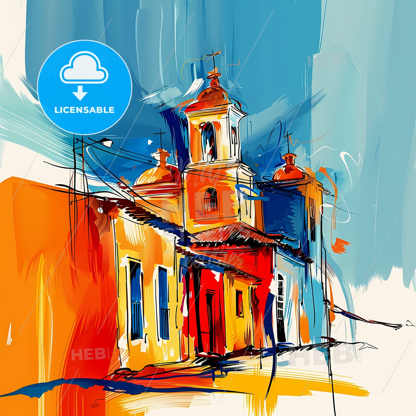 Vibrant Santa Teresa Del Tuy, Venezuela - A Painting Of A Building