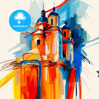 Vibrant Santa Teresa Del Tuy, Venezuela - A Painting Of A Building