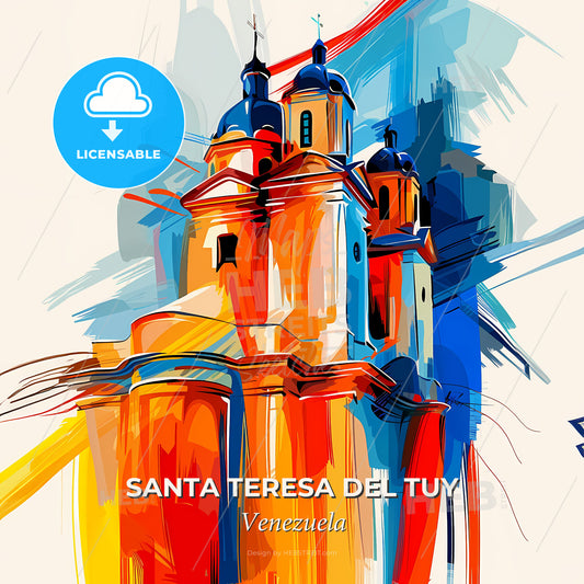 Vibrant Santa Teresa Del Tuy, Venezuela - A Painting Of A Building - Square format print template