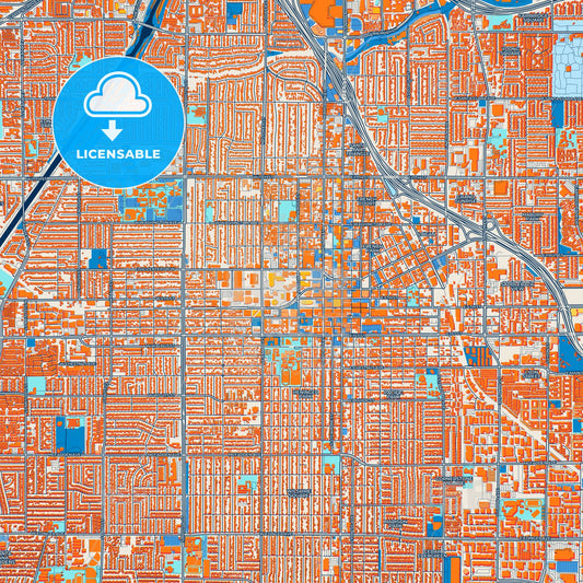 Colorful Santa Ana Street Map with Labels and Buildings