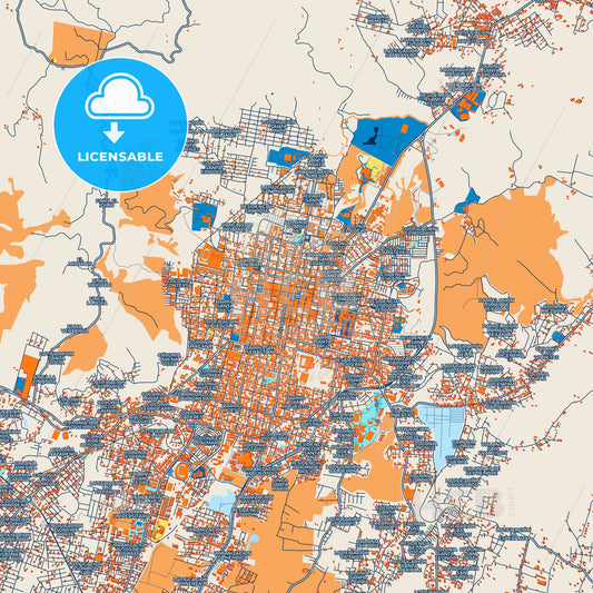 Colorful Santa Ana Street Map with Labels and Buildings