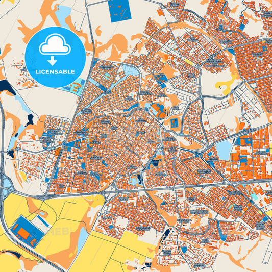 Colorful Santa Barbara d Oeste Street Map with Labels and Buildings