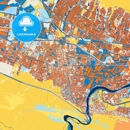 Colorful Santa Catarina Street Map with Labels and Buildings