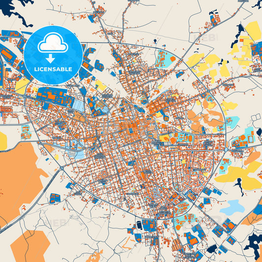 Colorful Santa Clara Street Map with Labels and Buildings