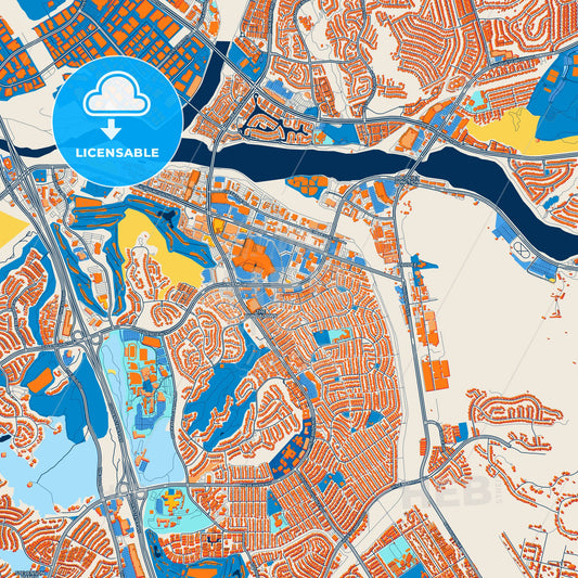Colorful Santa Clarita Street Map with Labels and Buildings