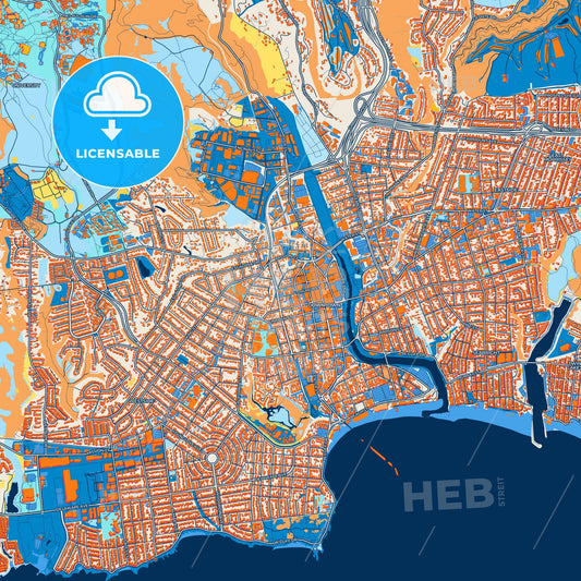 Colorful Santa Cruz Street Map with Labels and Buildings