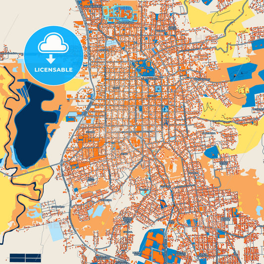 Colorful Santa Cruz do Sul Street Map with Labels and Buildings
