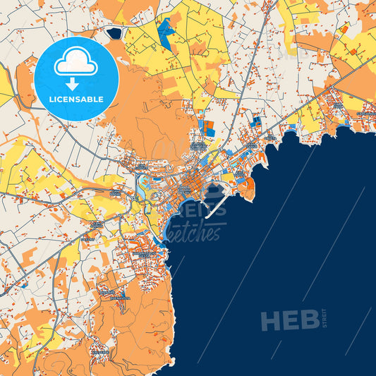 Colorful Santa Eulària des Riu Street Map with Labels and Buildings