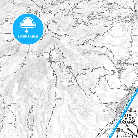 Santa Lucía, Spain light map with streetnames, citynames and districts