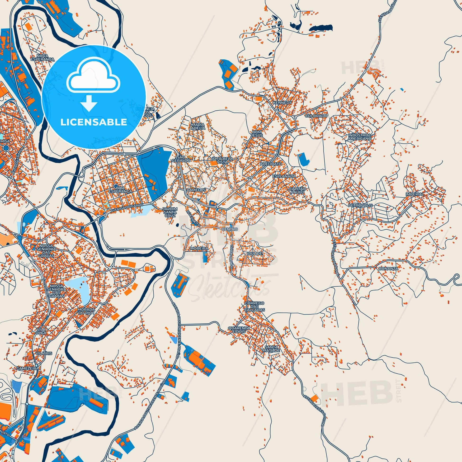 Colorful Santa Luzia Street Map with Labels and Buildings