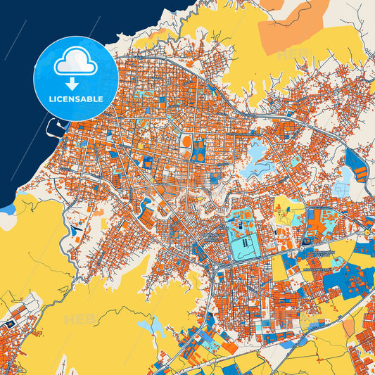Colorful Santa Marta Street Map with Labels and Buildings
