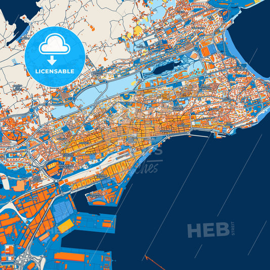 Colorful Santander Street Map with Labels and Buildings