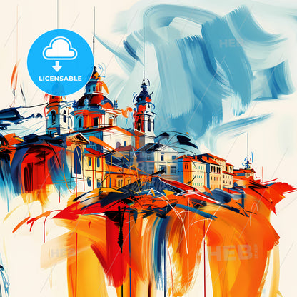 Vibrant Santander, Spain - A Painting Of A Building