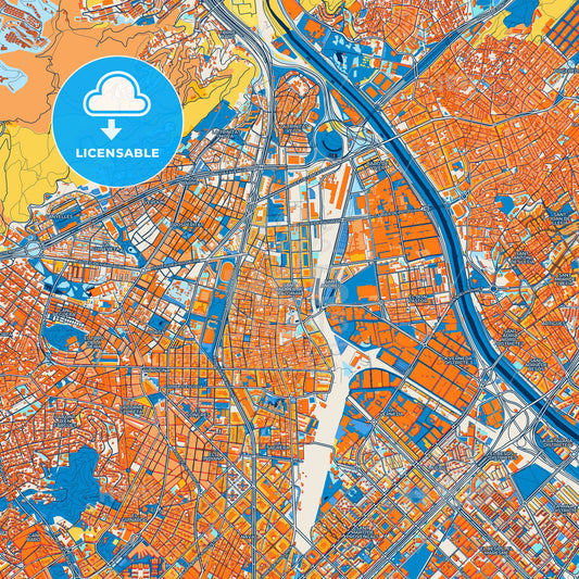 Colorful Sant Andreu de Palomar Street Map with Labels and Buildings