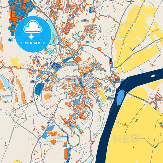 Colorful Santarém Street Map with Labels and Buildings