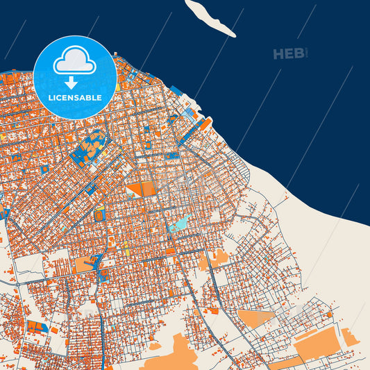 Colorful Santarem Street Map with Labels and Buildings