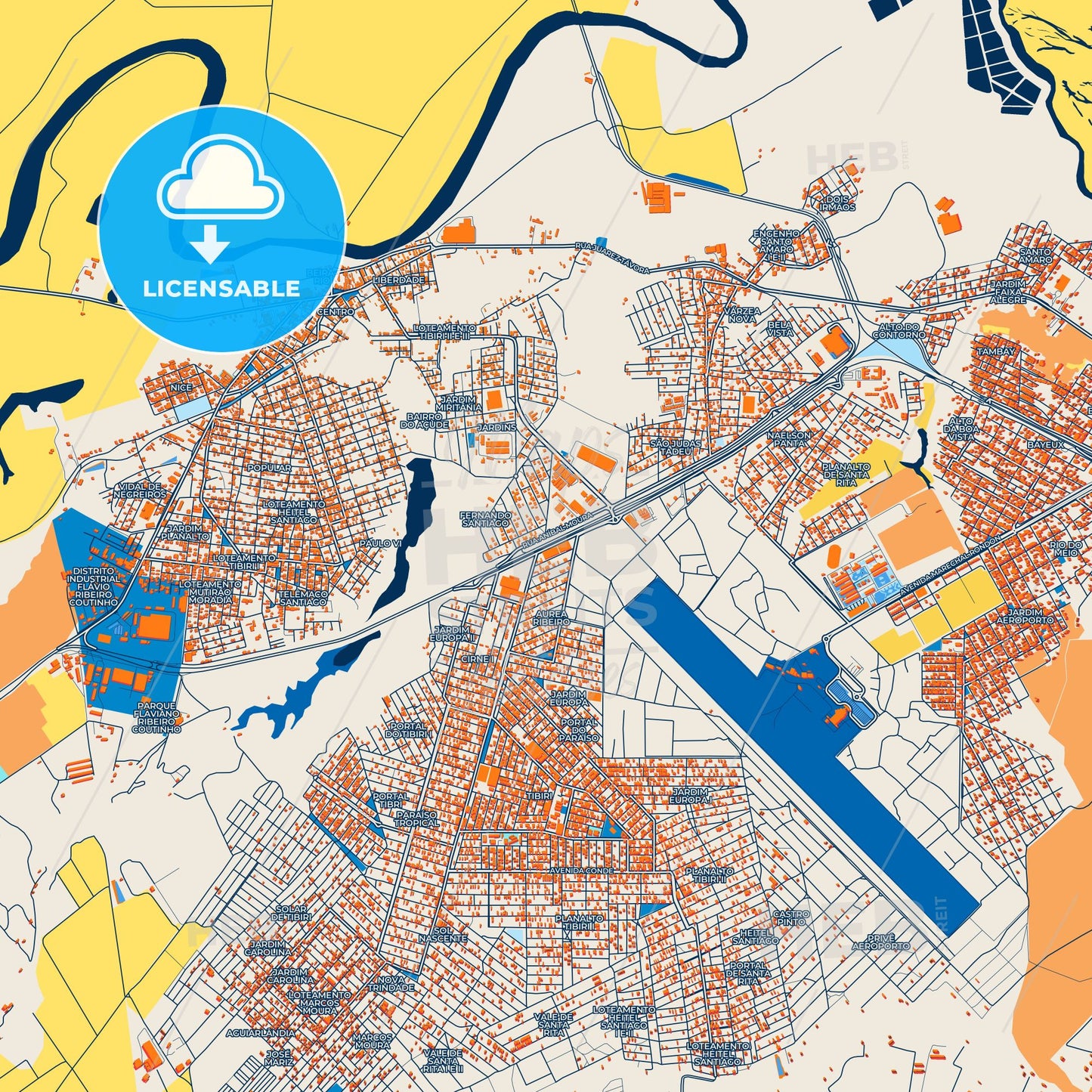 Colorful Santa Rita Street Map with Labels and Buildings
