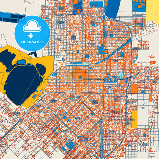 Colorful Santa Rosa Street Map with Labels and Buildings