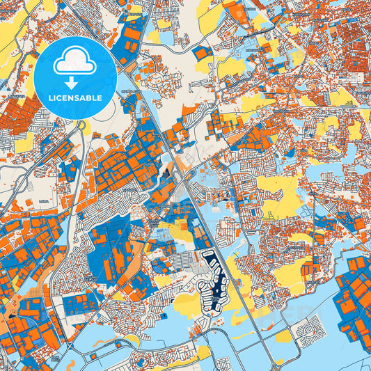 Colorful Santa Rosa Street Map with Labels and Buildings