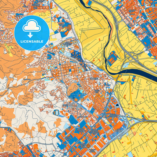 Colorful Sant Boi de Llobregat Street Map with Labels and Buildings