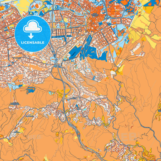 Colorful Sant Cugat del Vallès Street Map with Labels and Buildings