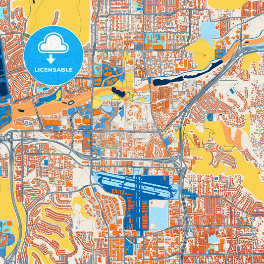 Colorful Santee Street Map with Labels and Buildings