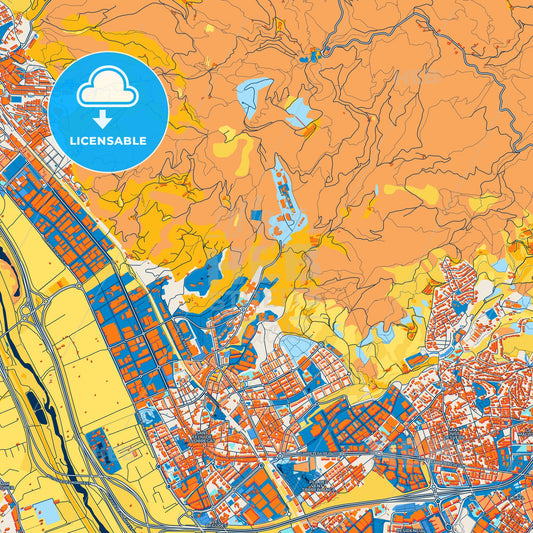 Colorful Sant Feliu de Llobregat Street Map with Labels and Buildings